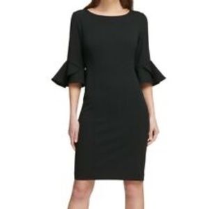Vince Camuto Flutter Sleeved Black Dress
